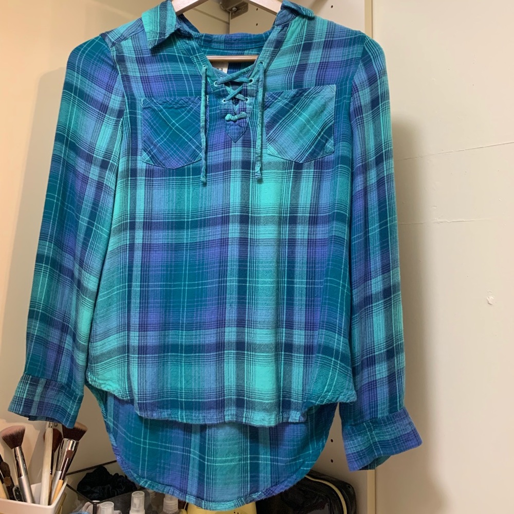 Blue and green flannel